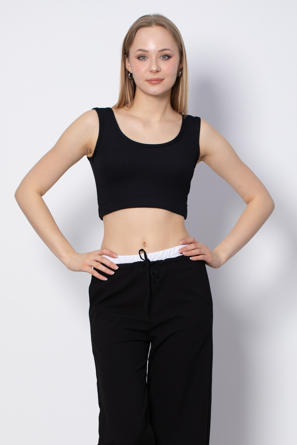 Kalın Askılı Crop Body - Siyah
