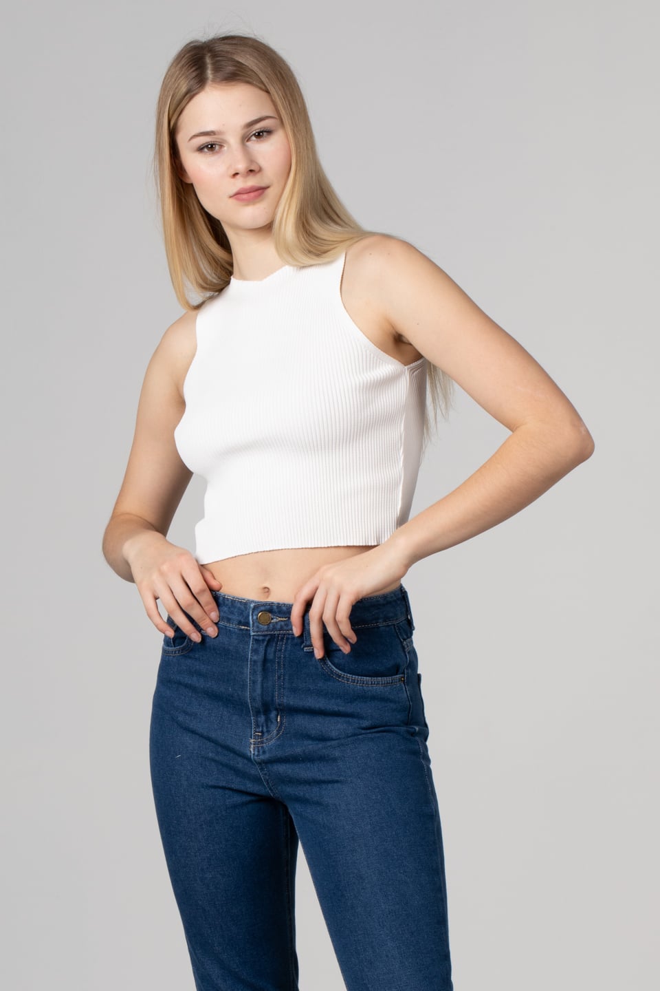 Kalın askılı kısa body-8951 Beyaz