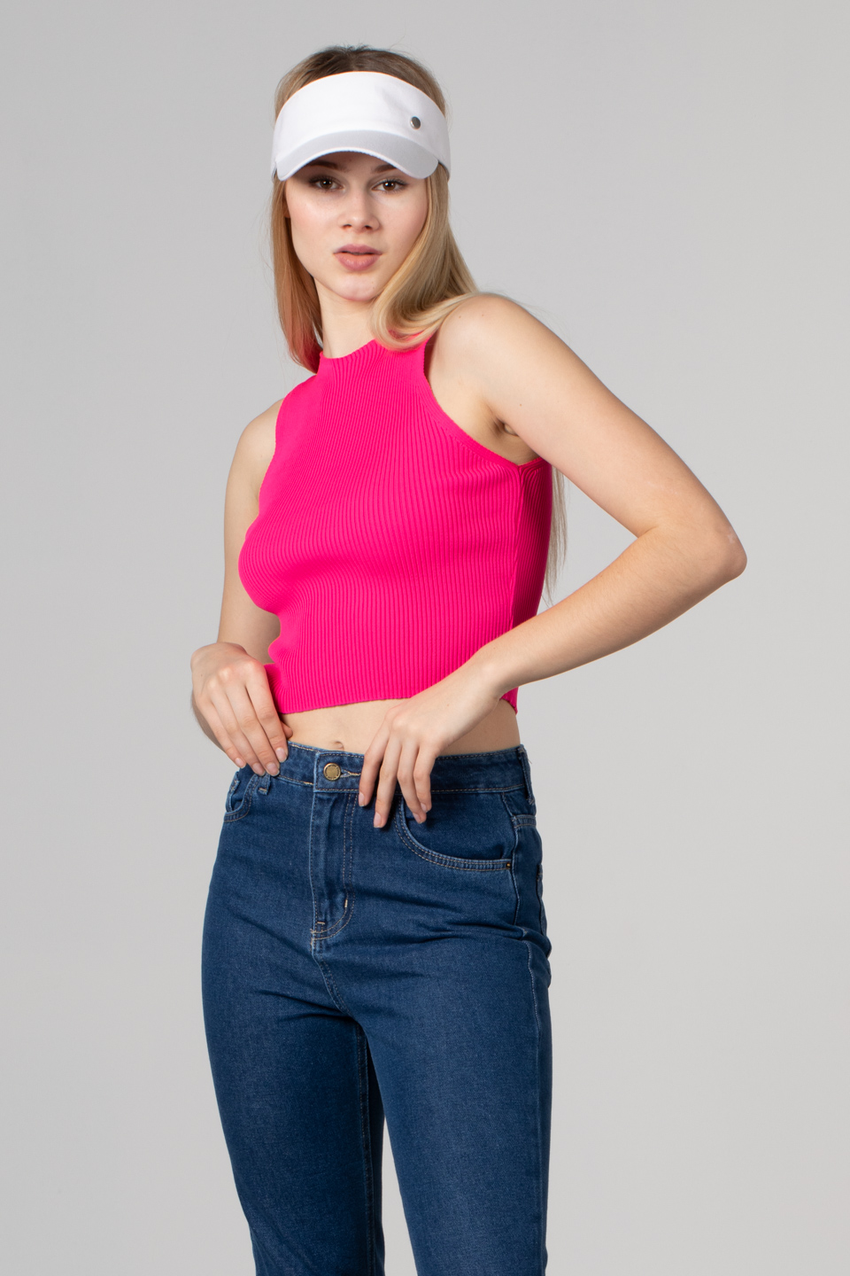 Kalın askılı kısa body-8951 Fuşya