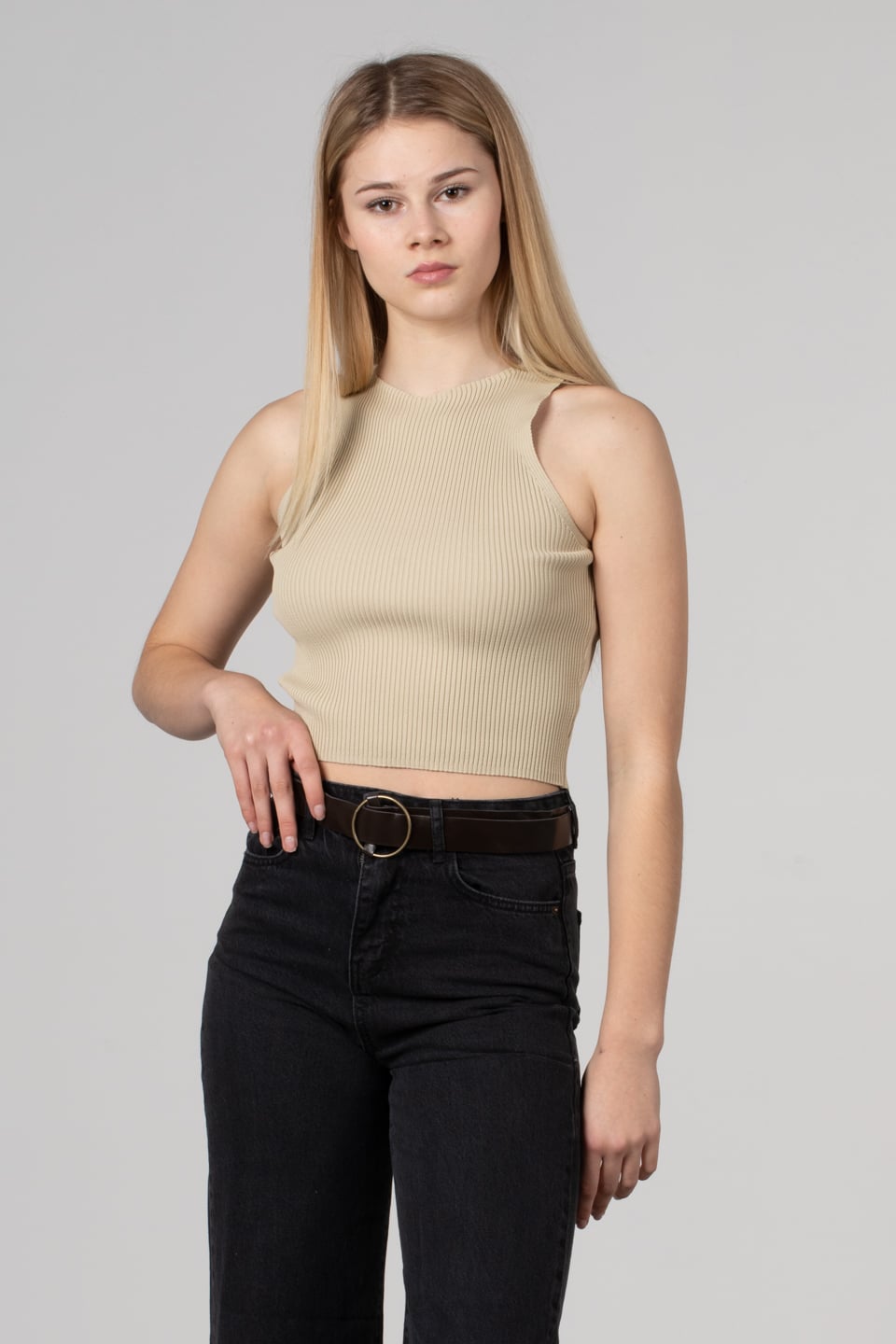 Kalın askılı kısa body-8951 Taş