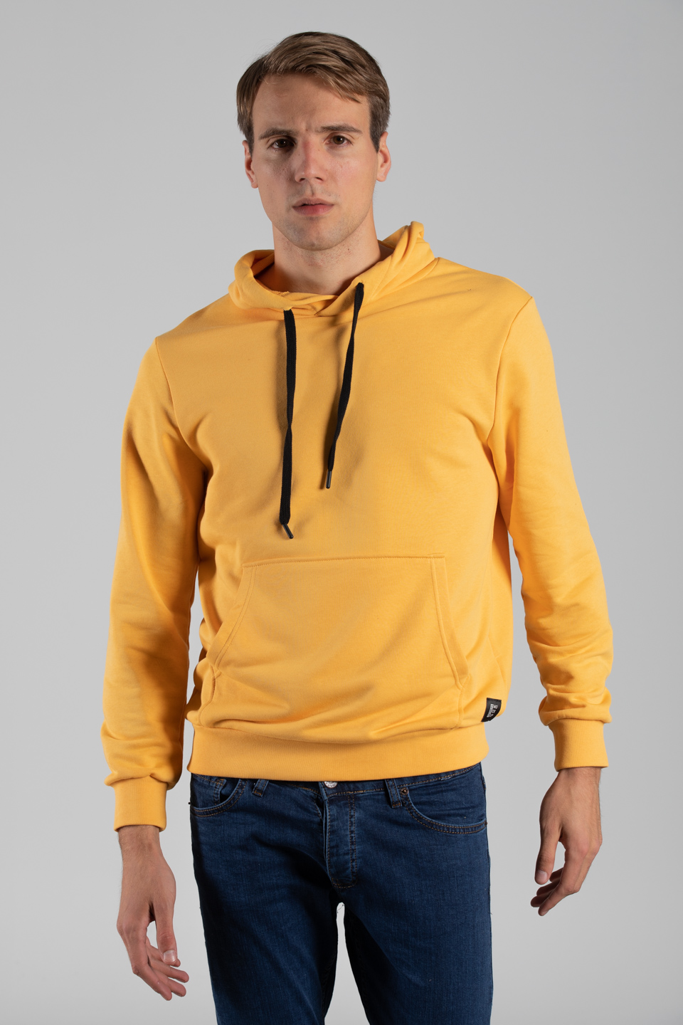 Kanguru cepli kapüşonlu sweat-5292 Hardal