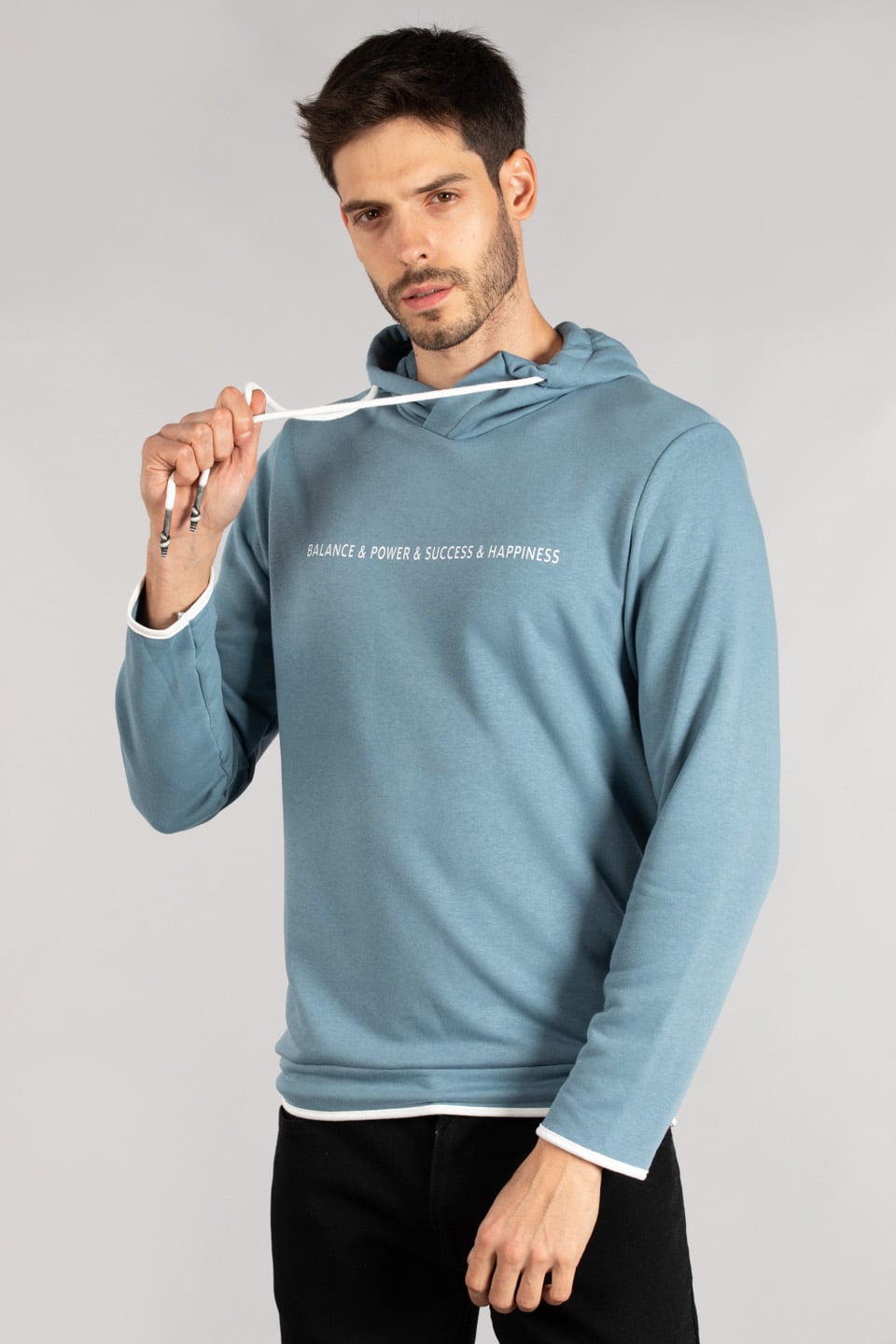 Kapüşonlu biyeli sweat-5239 S.Blue