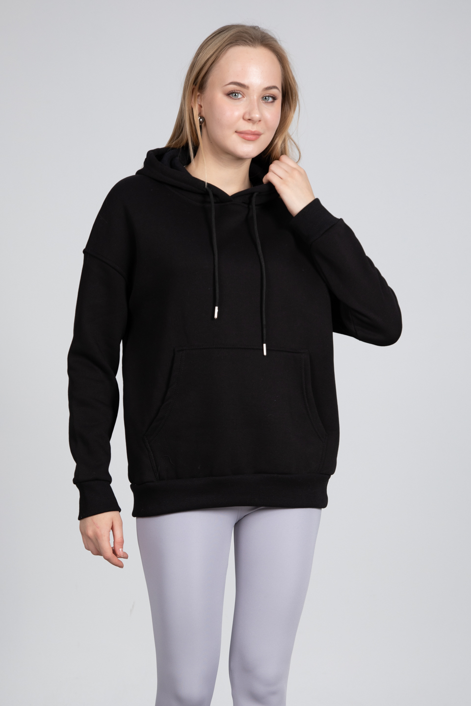 Kapüşonlu Cepli Sweatshirt - Siyah