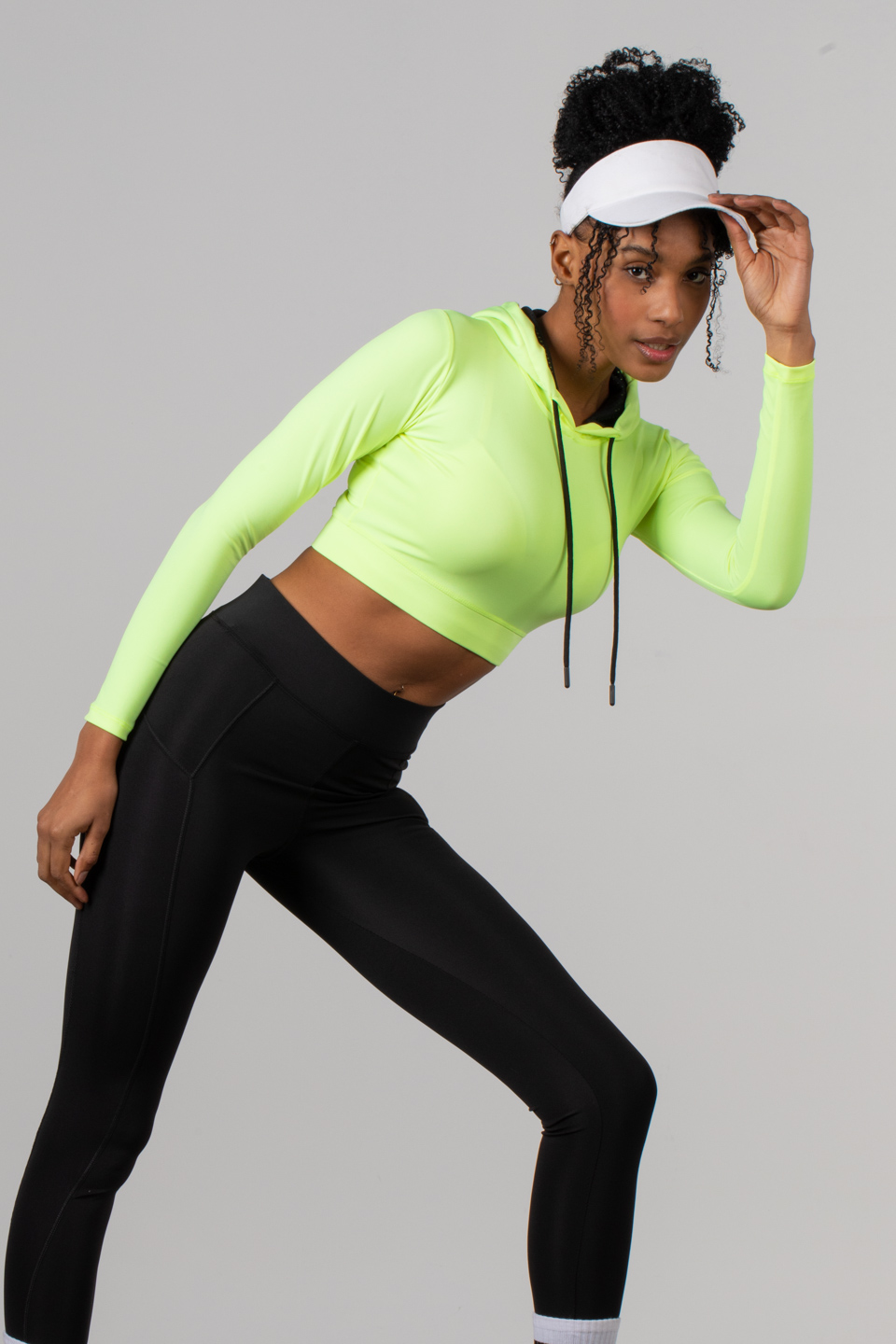 Kapüşonlu crop sweat-2029 N.Sarı