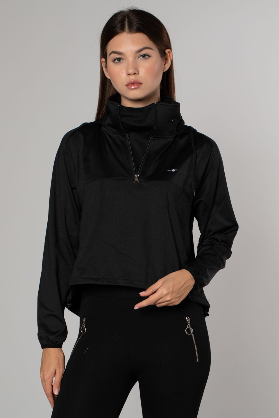 Kapüşonlu Dalgıç Sweatshirt-Siyah