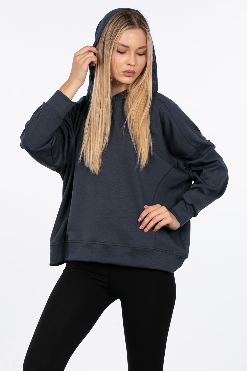 Kapüşonlu modal sweatshirt-25SW00058 Antrasit
