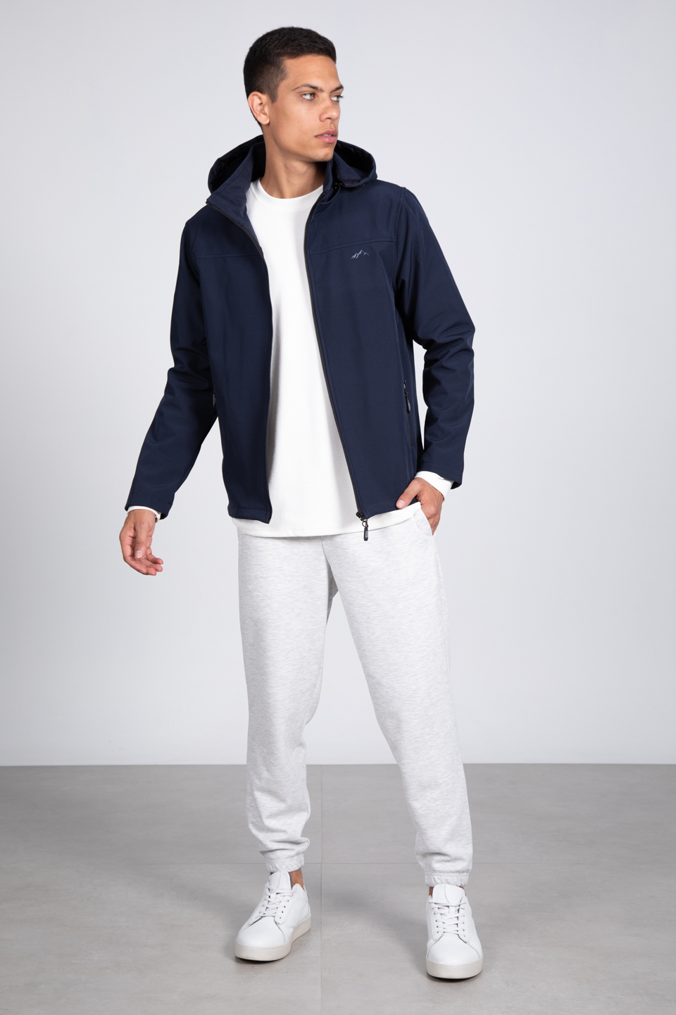 Kapüşonlu softshell mont-10090 Lacivert