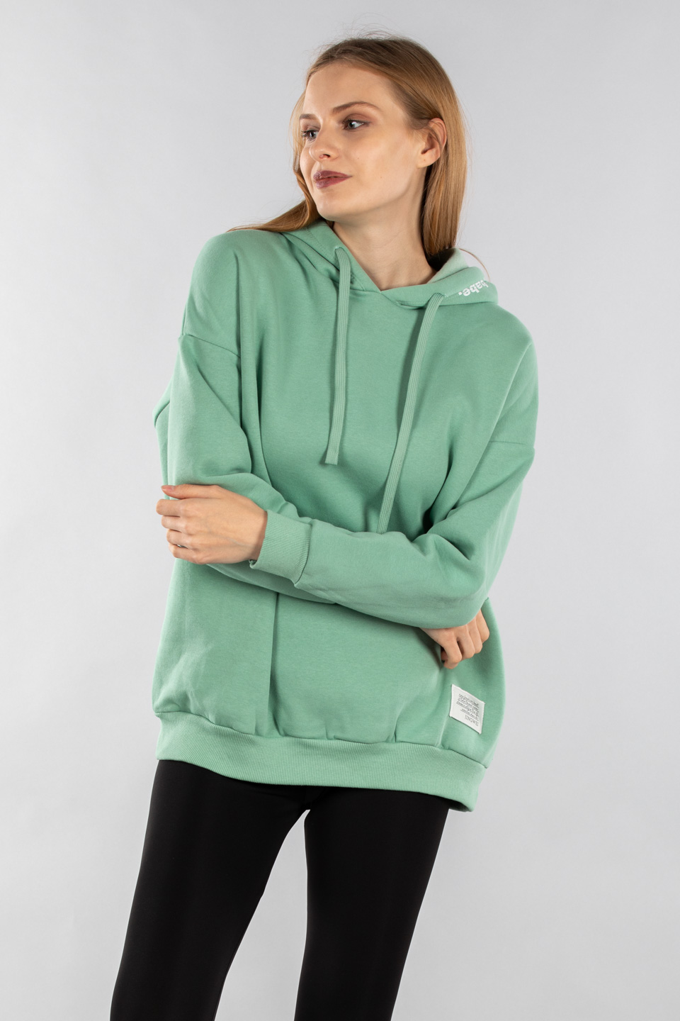 Kapüşonu baskılı kanguru cepli sweatshirt-9623 Çağla