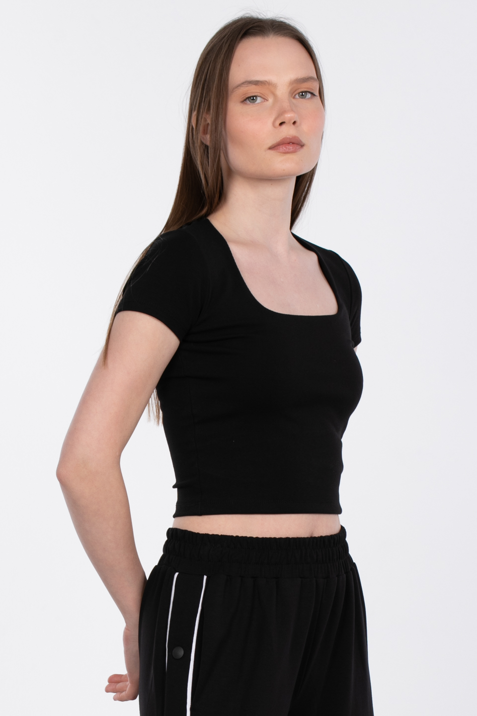 Kare yaka basic body-3872-2 Siyah