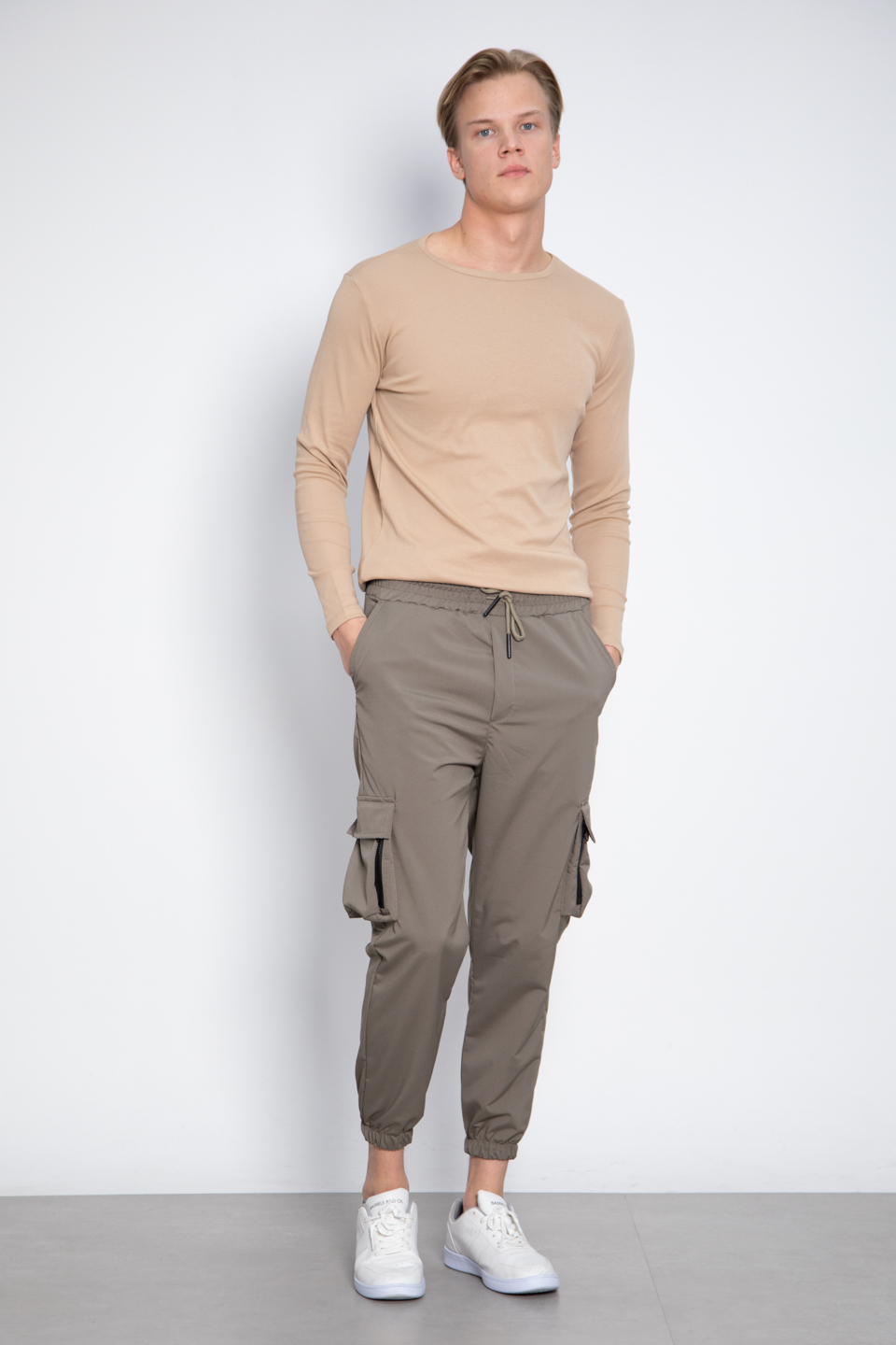Kargo cep etiketli pantolon-1058 Haki
