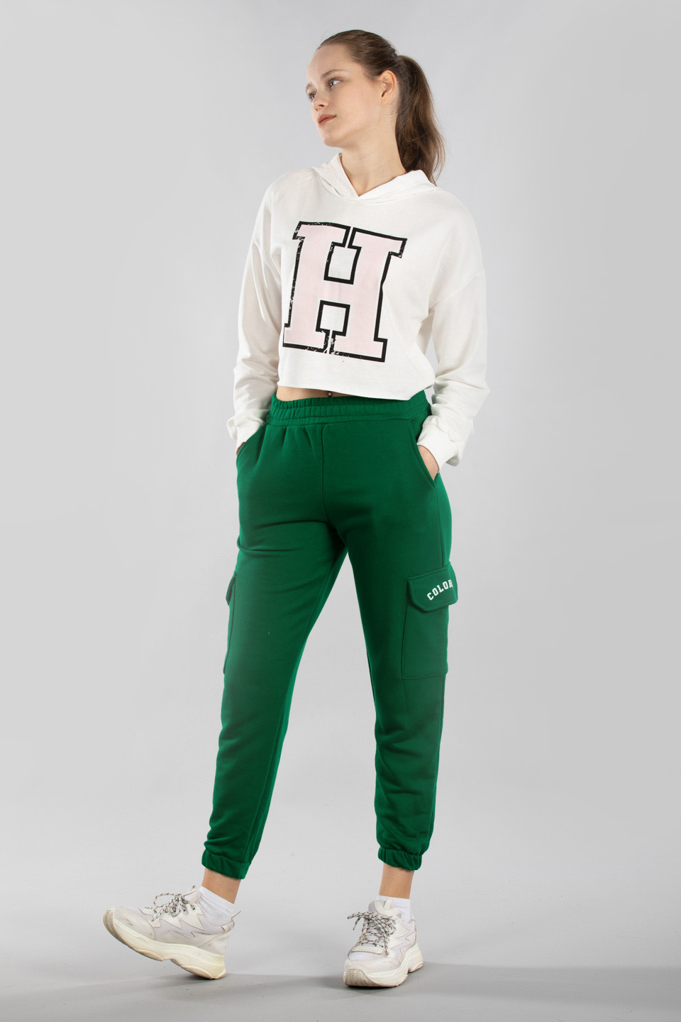 Kargo cepli baskılı eşofman altı-5162 Benetton