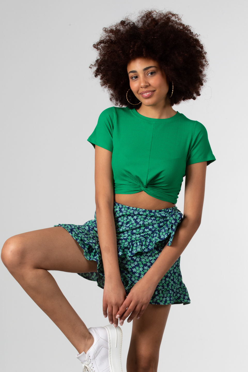 Kaşkorse göbek detaylı body-DVN0382 Yeşil