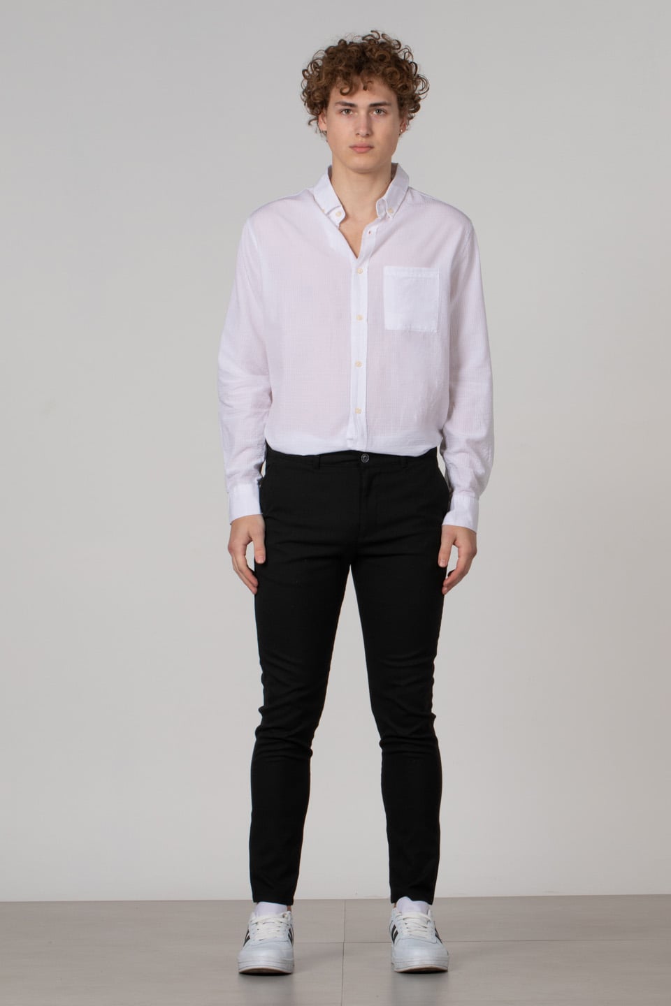 Kemerli chino pantolon-1503 Siyah