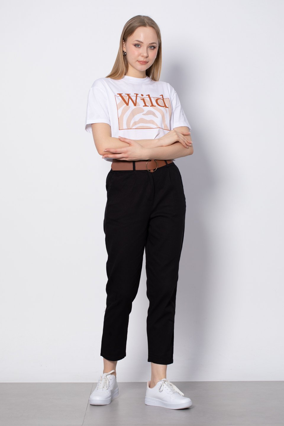 Kemerli Havuç Pantolon - Siyah