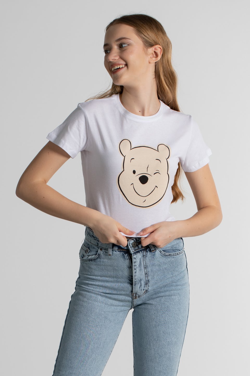 Kısa kol baskılı t-shirt-2358 Beyaz