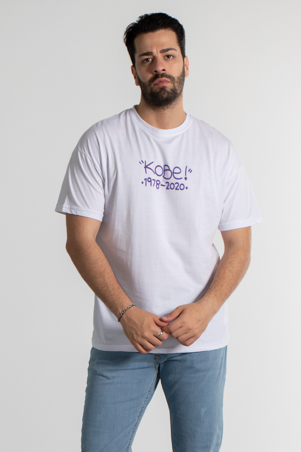 Kobe baskılı t-shirt-4054 Beyaz