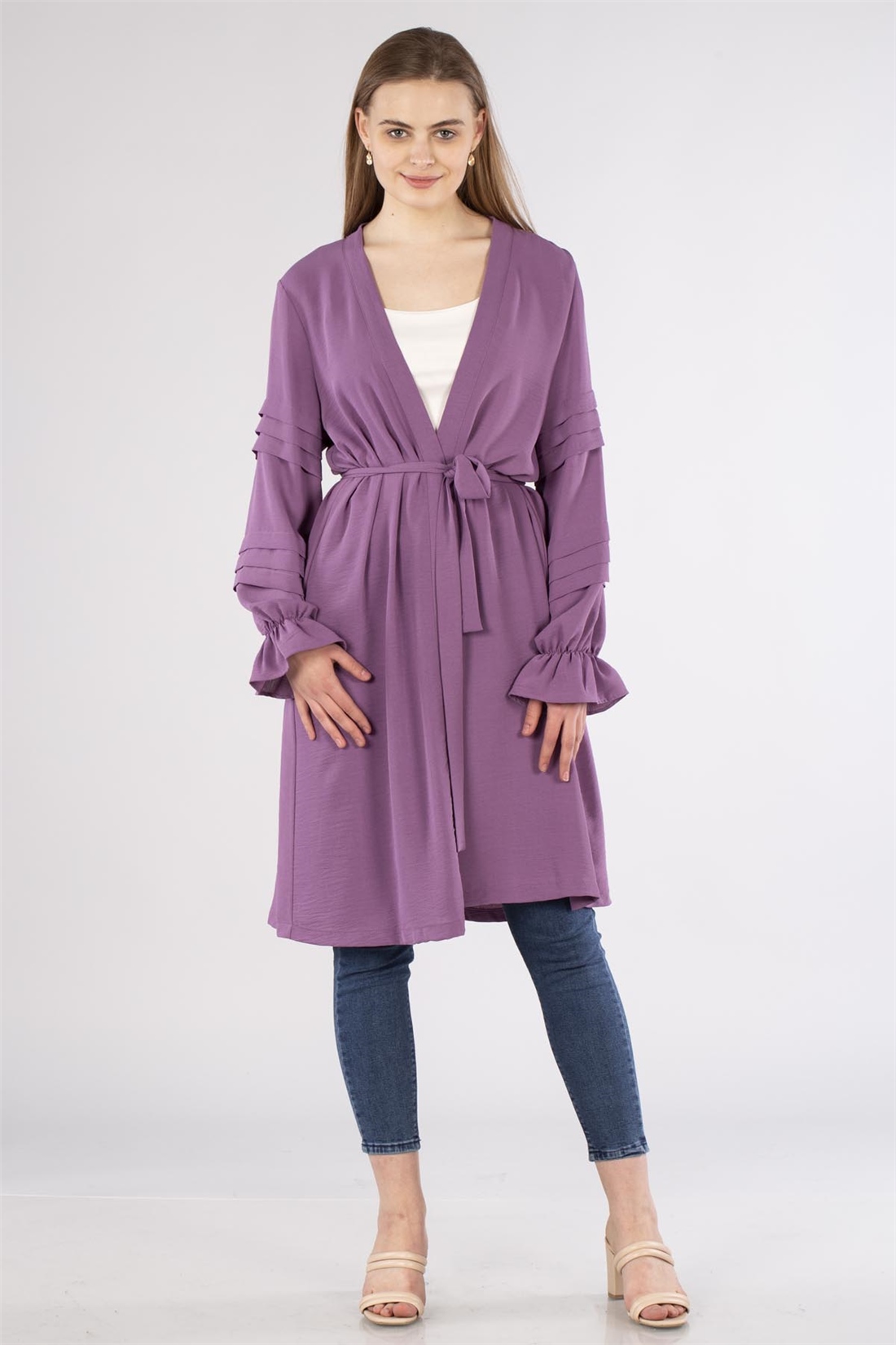 Kolları Detaylı Tunik Kap-Lila
