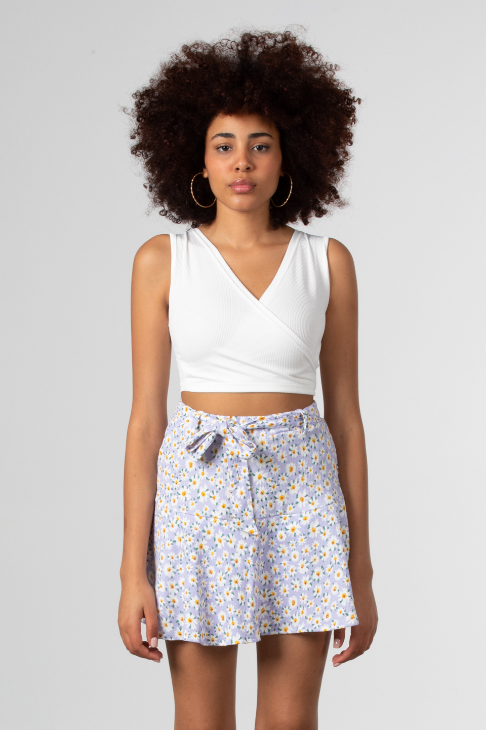 Kruvaze yaka crop body-81661 Beyaz