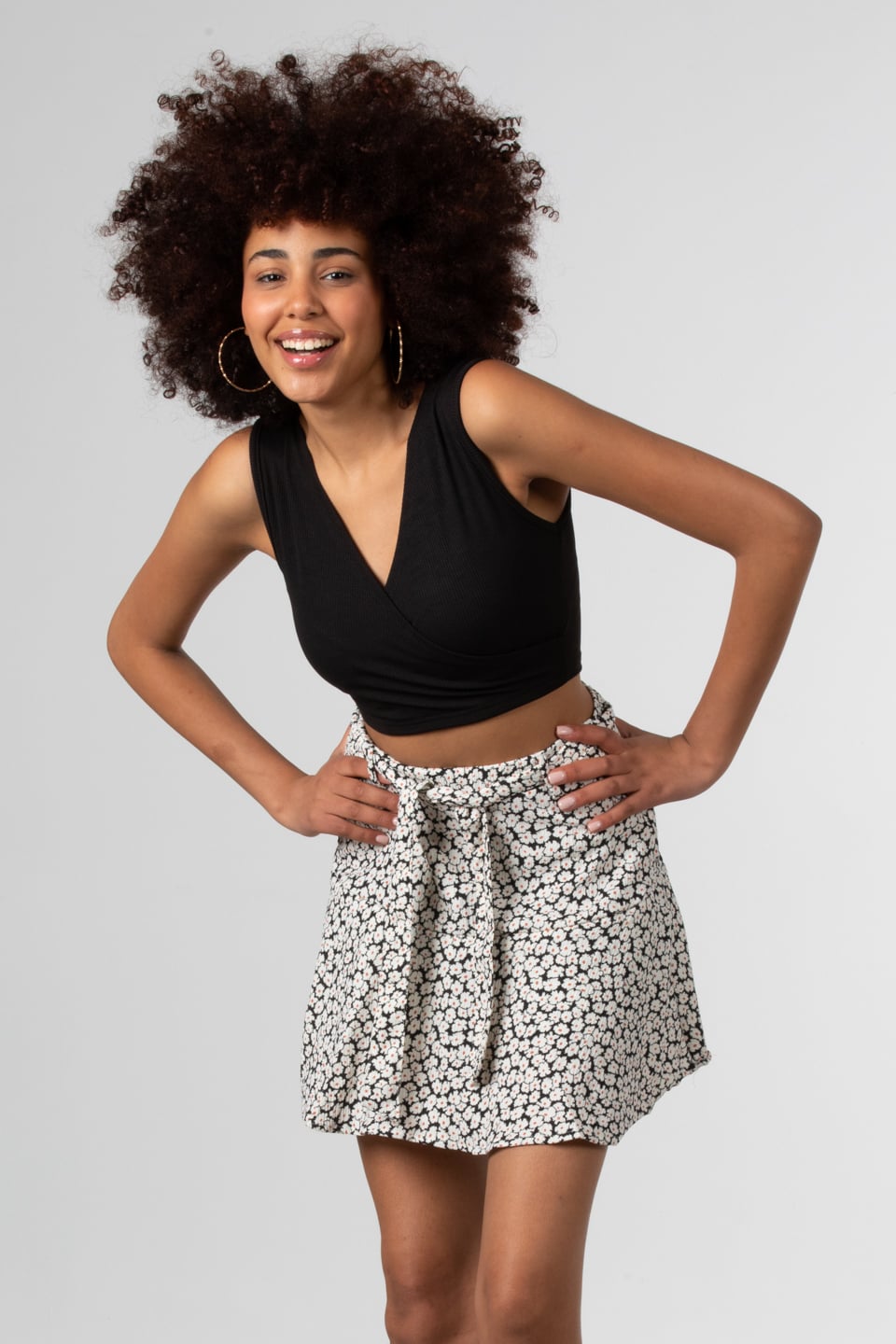 Kruvaze yaka crop body-81661 Siyah