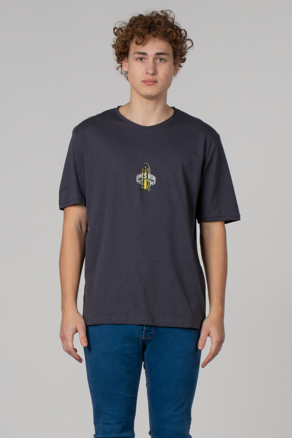 Kurşun baskılı t-shirt-2619 Antrasit