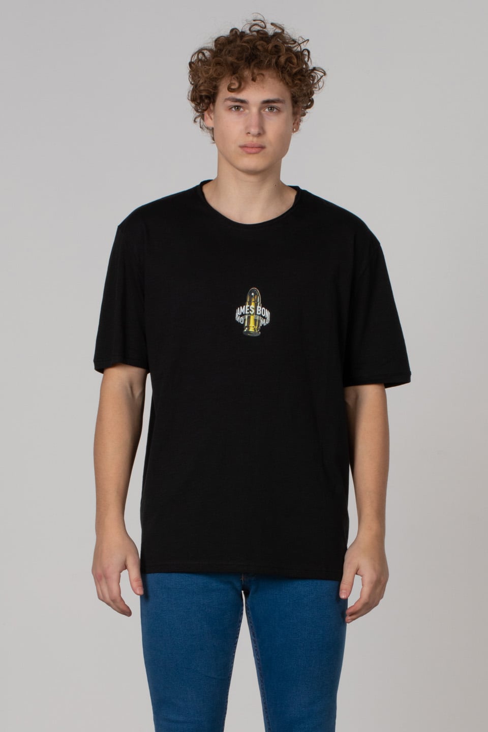 Kurşun baskılı t-shirt-2619 Siyah