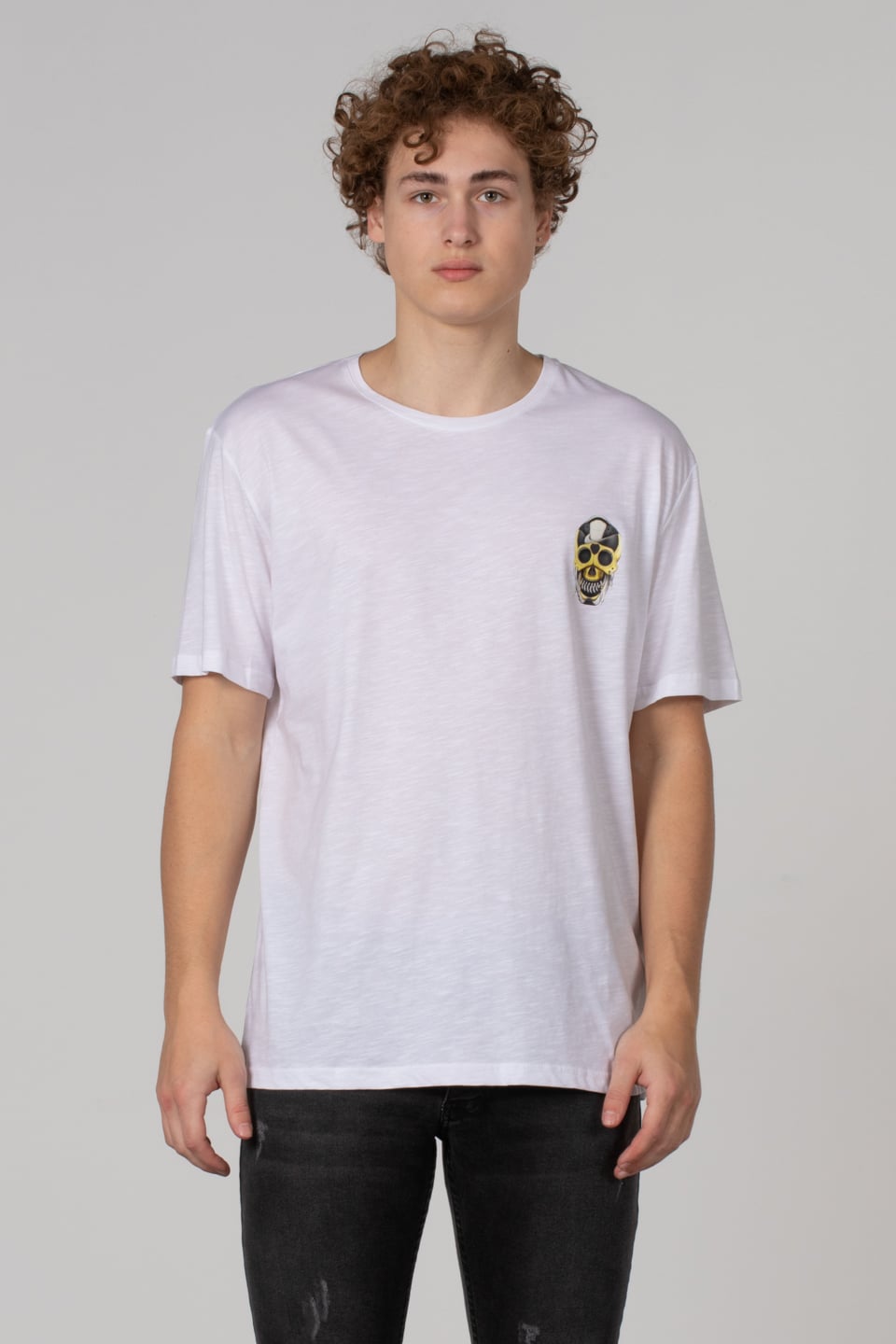 Kuru kafa baskılı t-shirt-2627 Beyaz