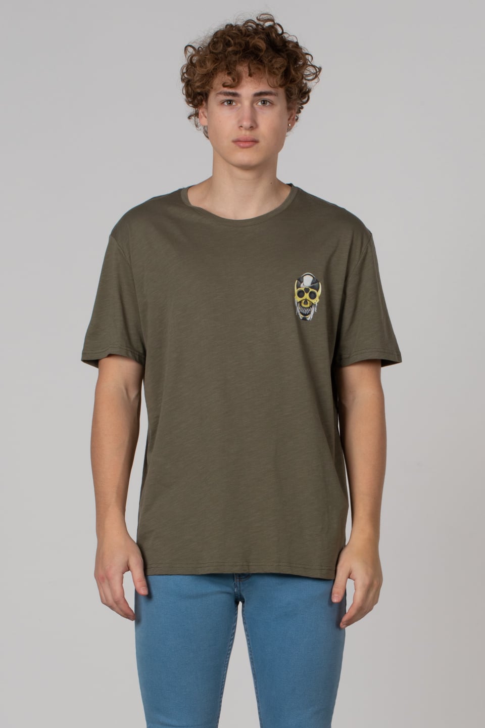 Kuru kafa baskılı t-shirt-2627 Haki