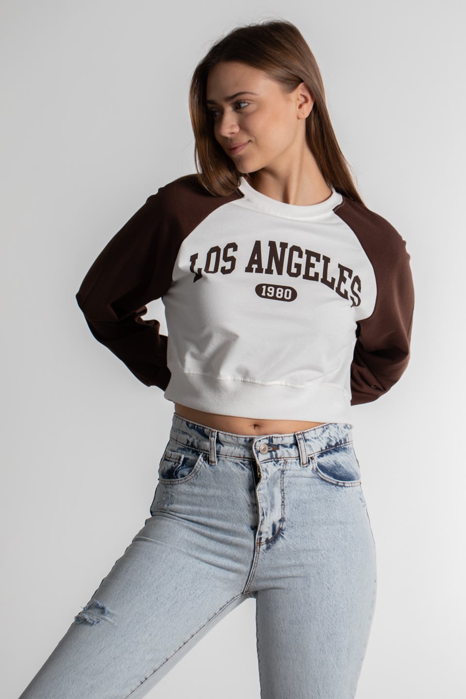 Los Angeles Baskılı T-Shirt - Kahve