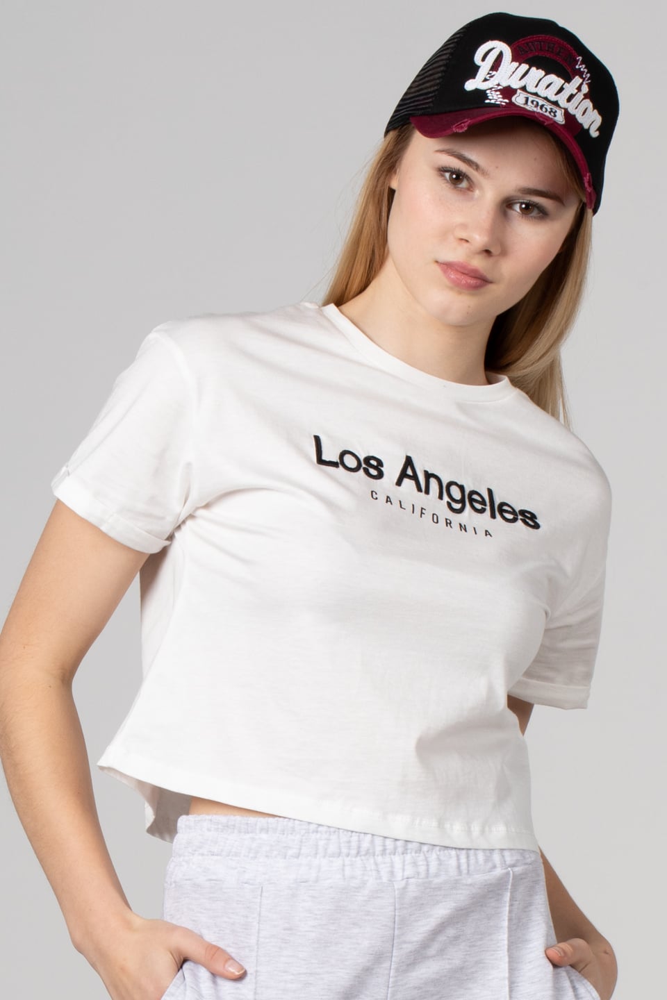 Los Angeles nakışlı t-shirt-156 Ekru