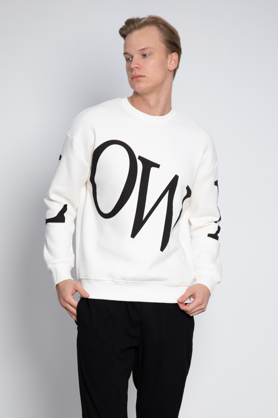 Lowe Baskılı Sweatshirt - Ekru