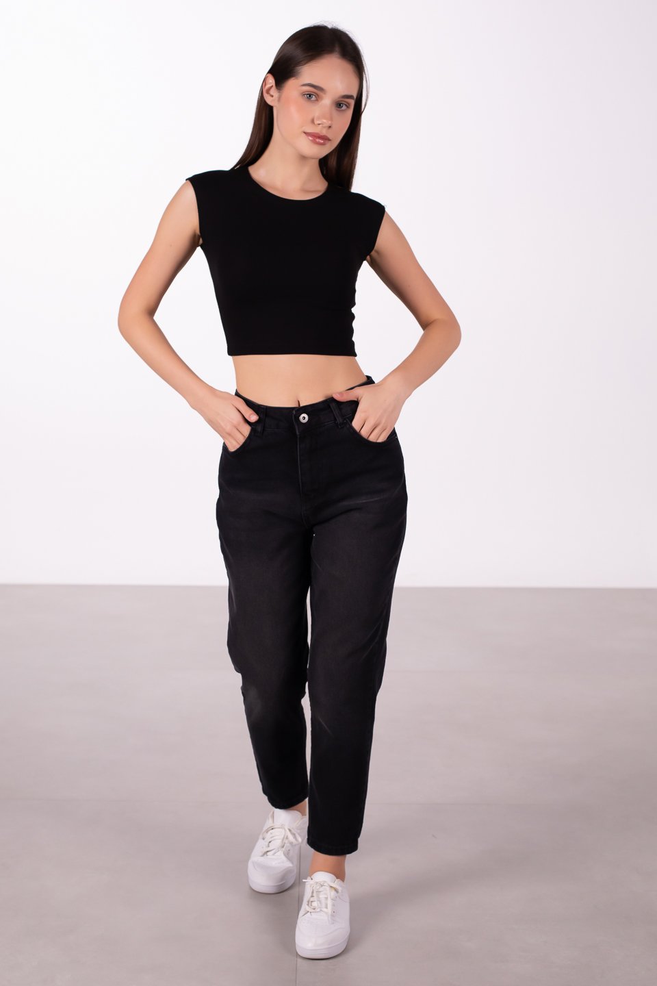 Mom fit jean pantolon-2134 Siyah