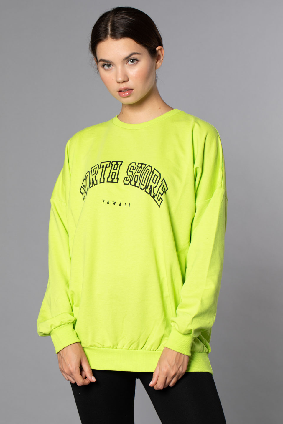 North Shore Baskılı Sweatshirt-N.Yeşil