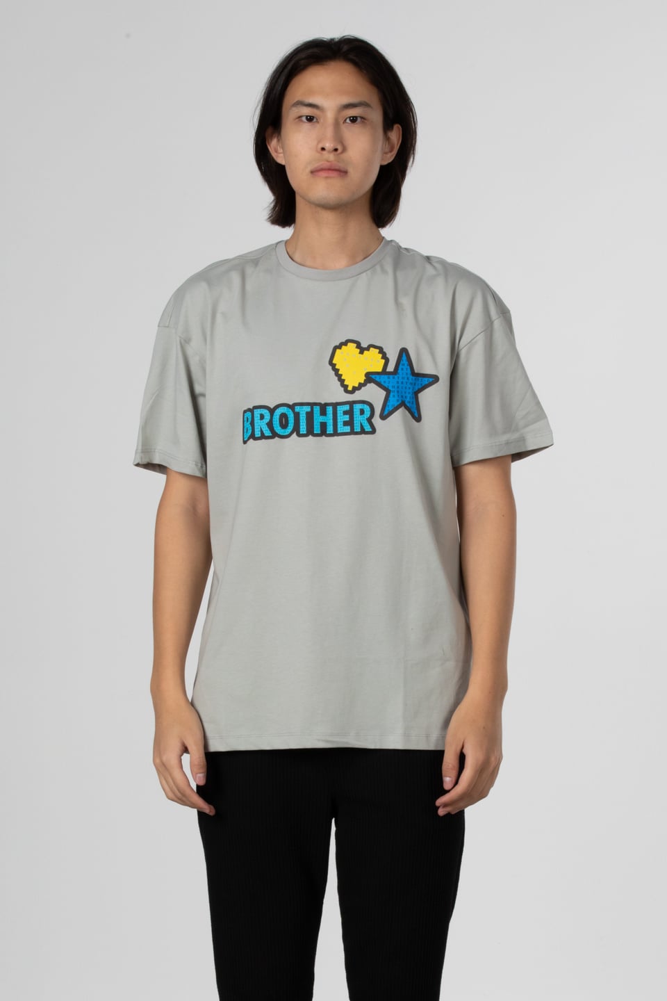 Ön arka baskılı t-shirt-1022 Gri