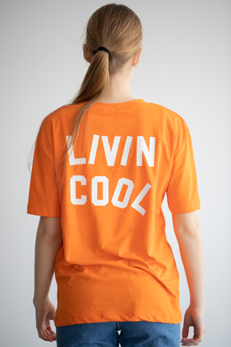 Ön arka lıvın cool baskılı t-shirt-22F-190 Oranj