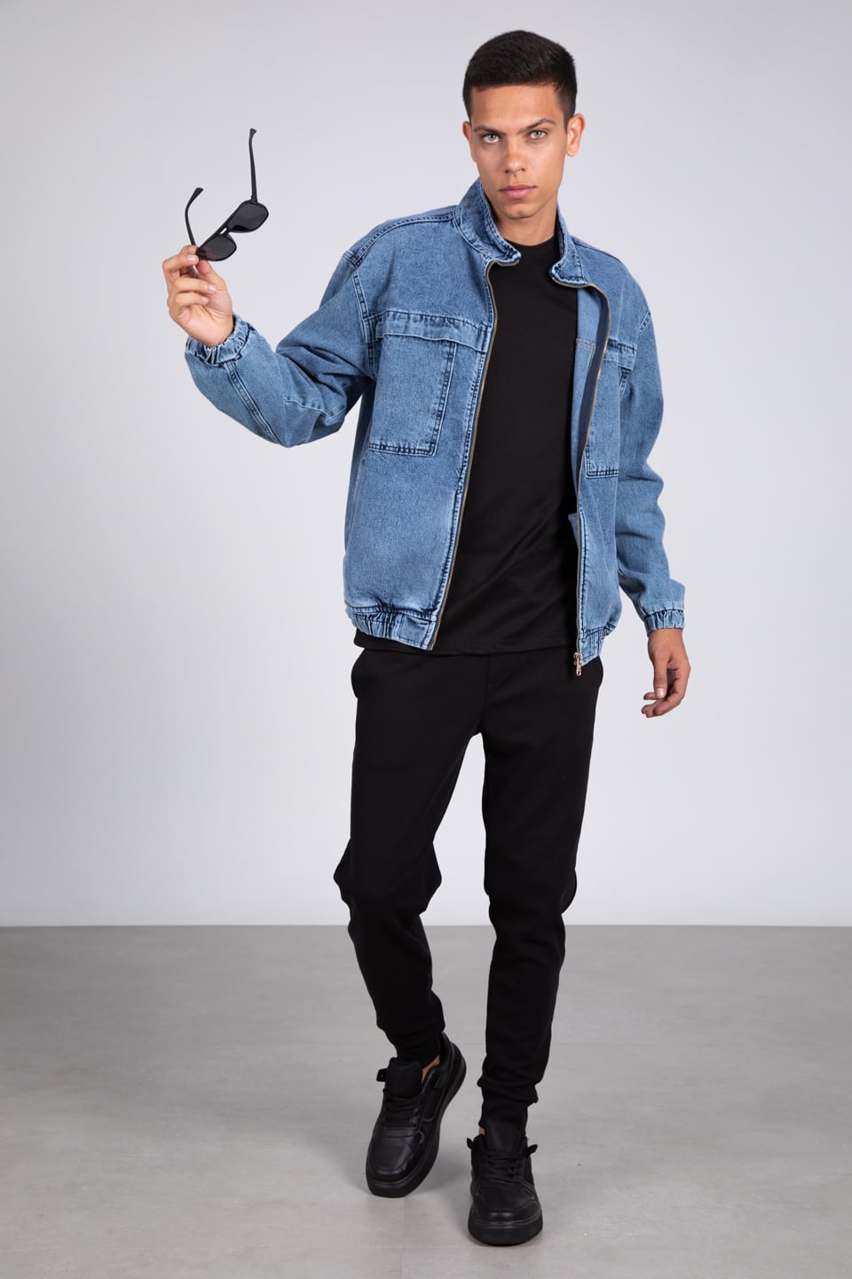 Ön arka parçalı 90's kot mont-165 Mavi Kar Y.