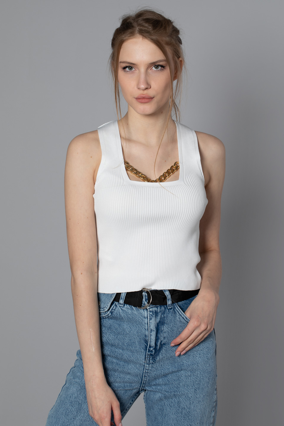 Önü zincir detay body-8297 Ekru