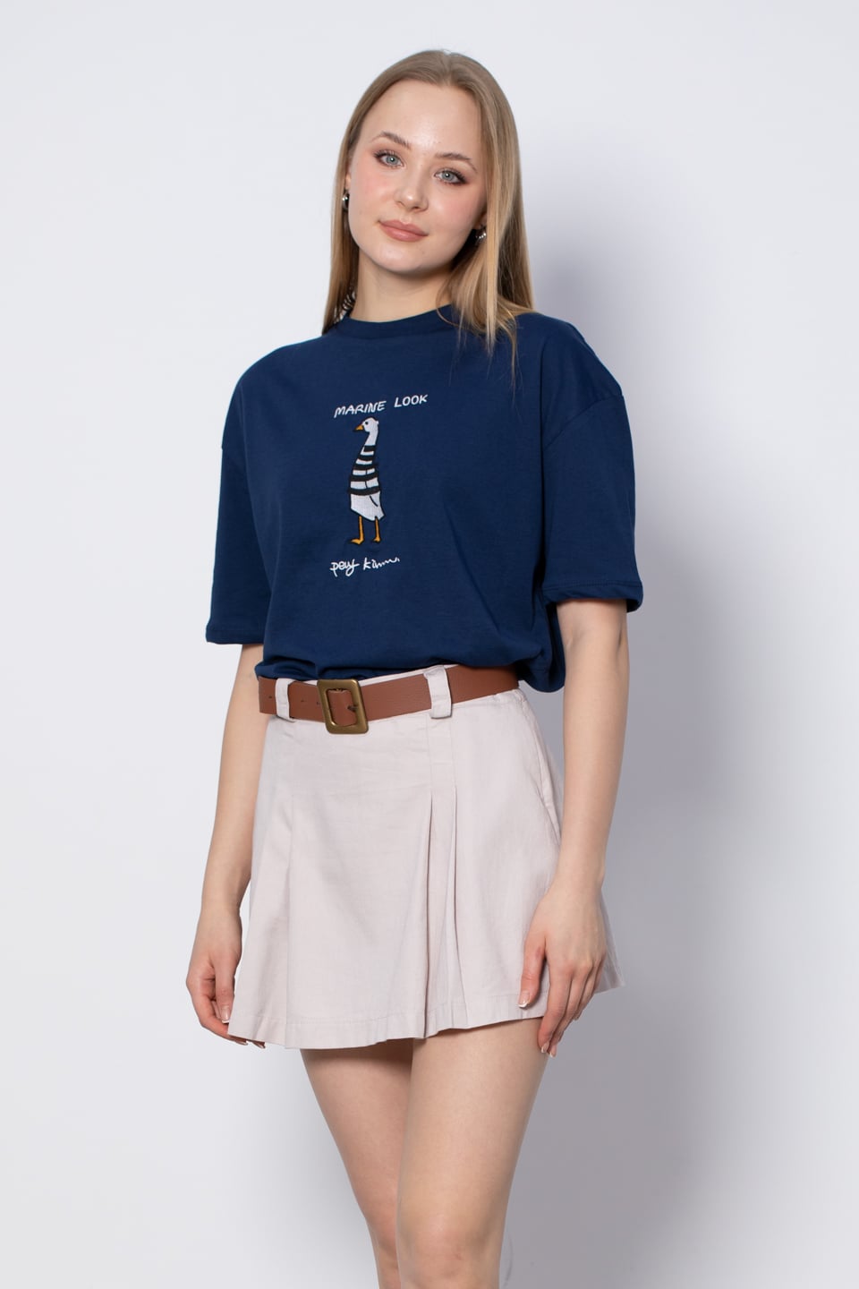 Ördek baskılı t-shirt-82352 Lacivert