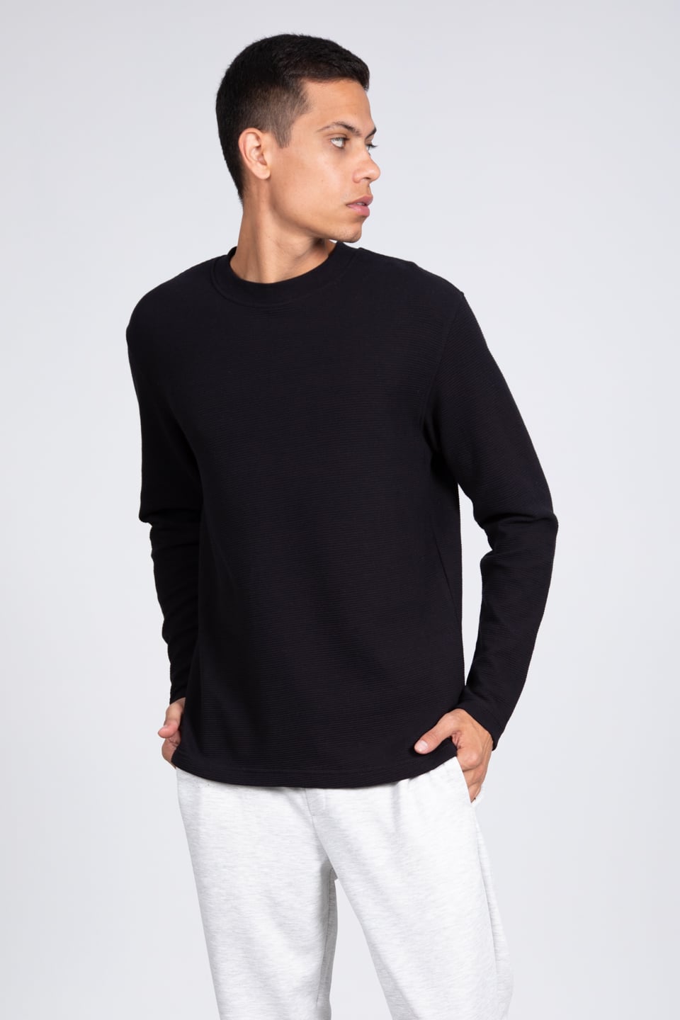 Ottoman bisiklet yaka sweatshirt-5406 Siyah