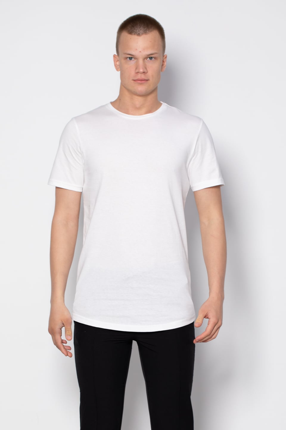 Oval kesim t-shirt-2511 Beyaz