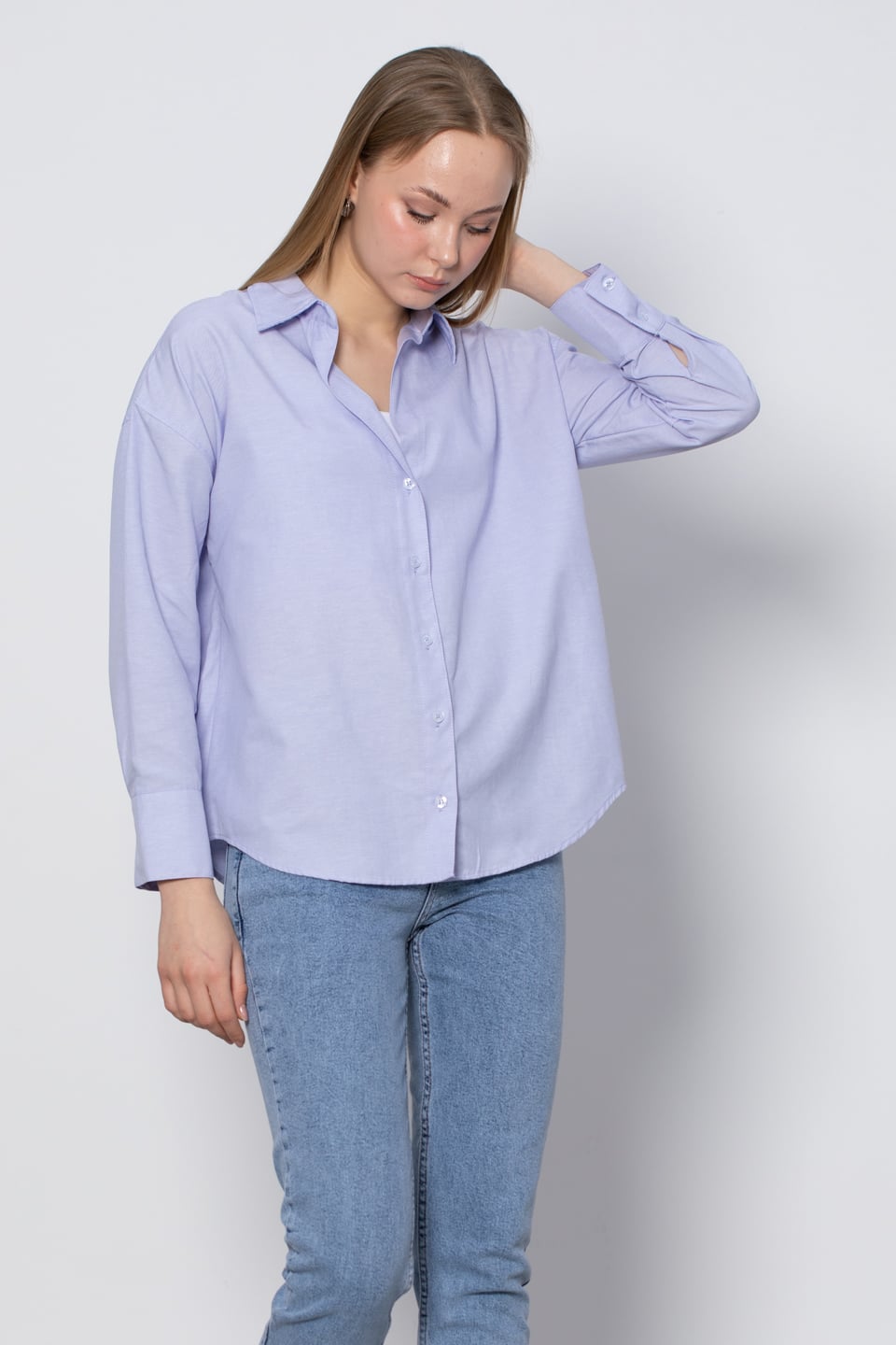 Oversize Basic Gömlek - Mavi