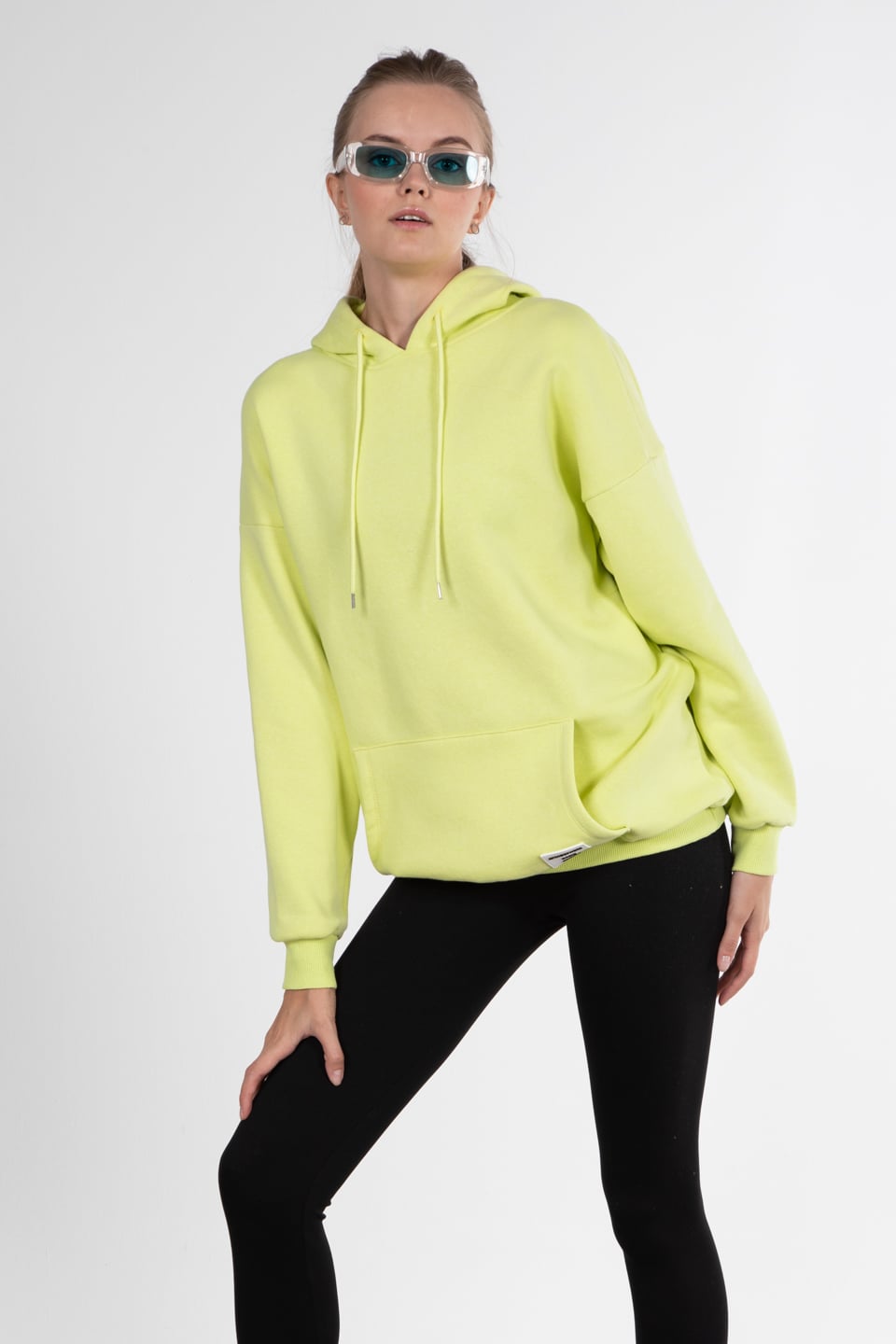 Oversize kapüşonlu sweatshirt-2975 Sarı
