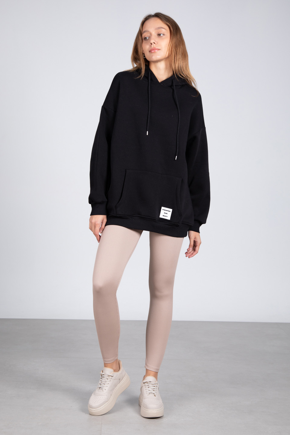 Oversize Kapüşonlu Sweatshirt - Siyah