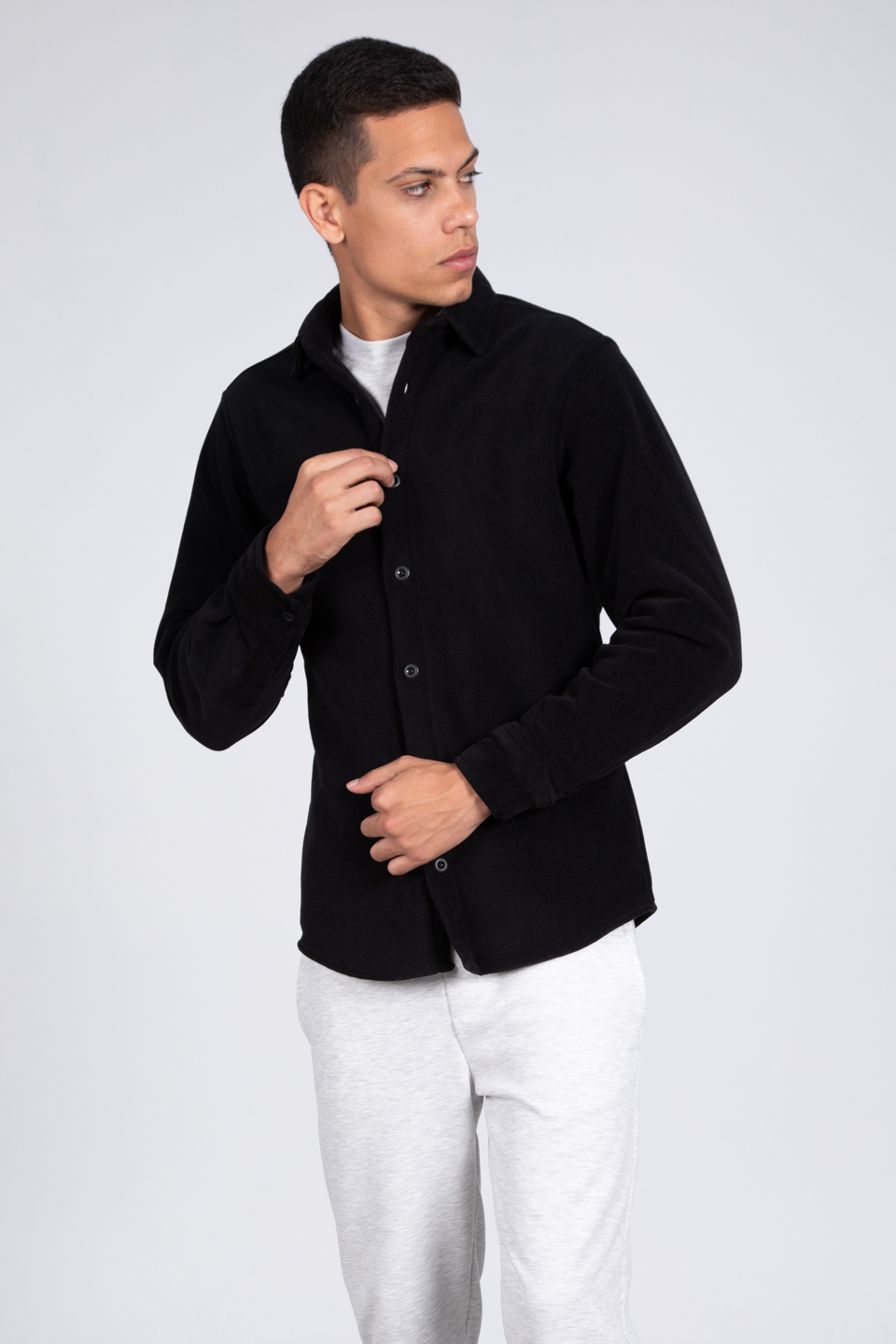 Oversize polar gömlek-16701 Siyah