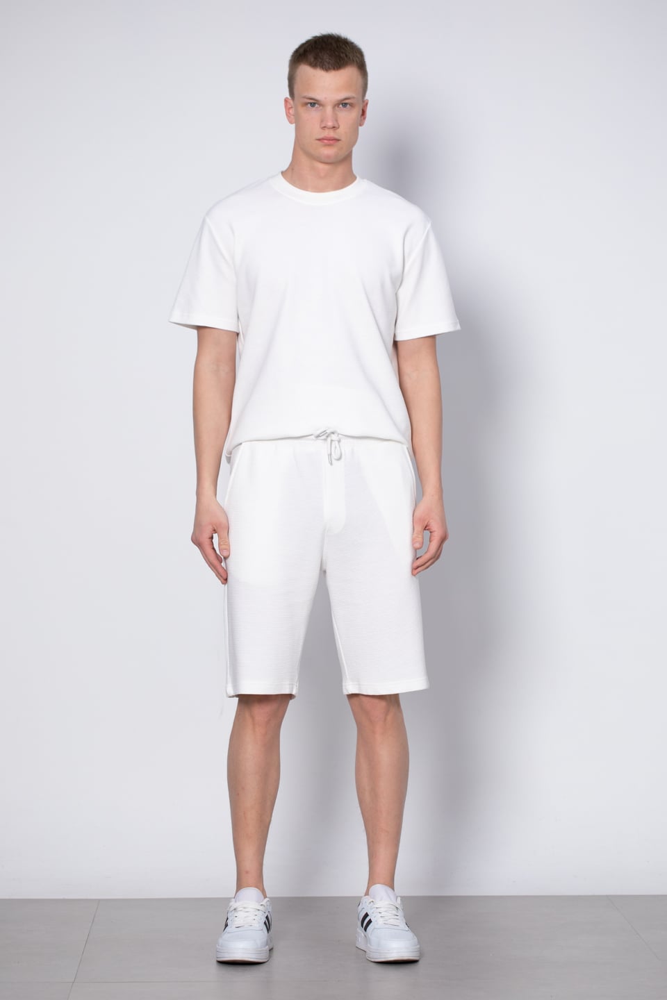 Paça garnili bermuda şort-8023 Ekru