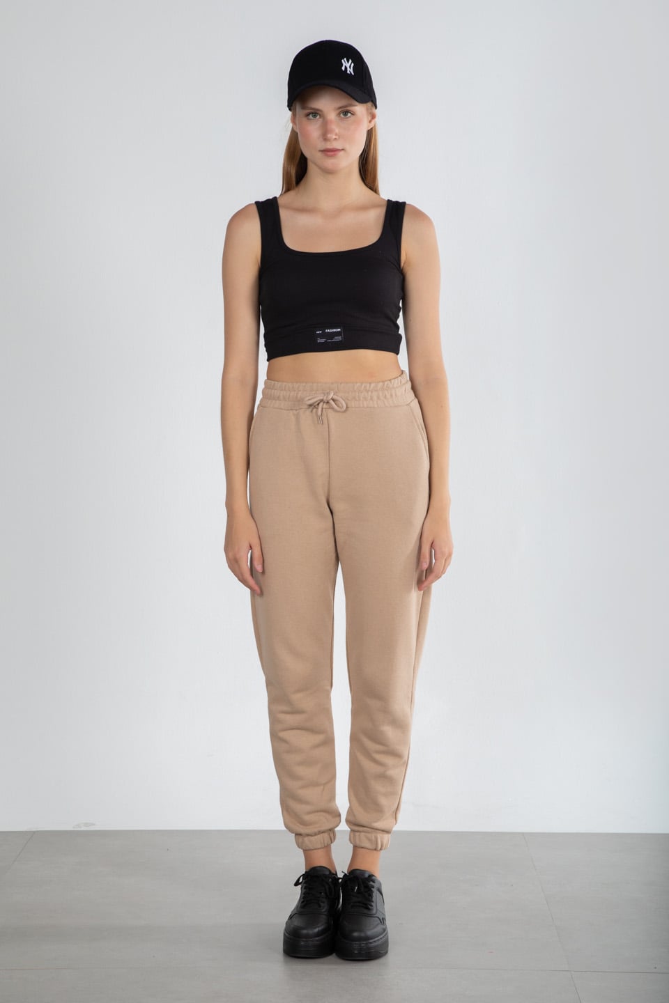 Paça lastikli eşofman altı-1031 Taş