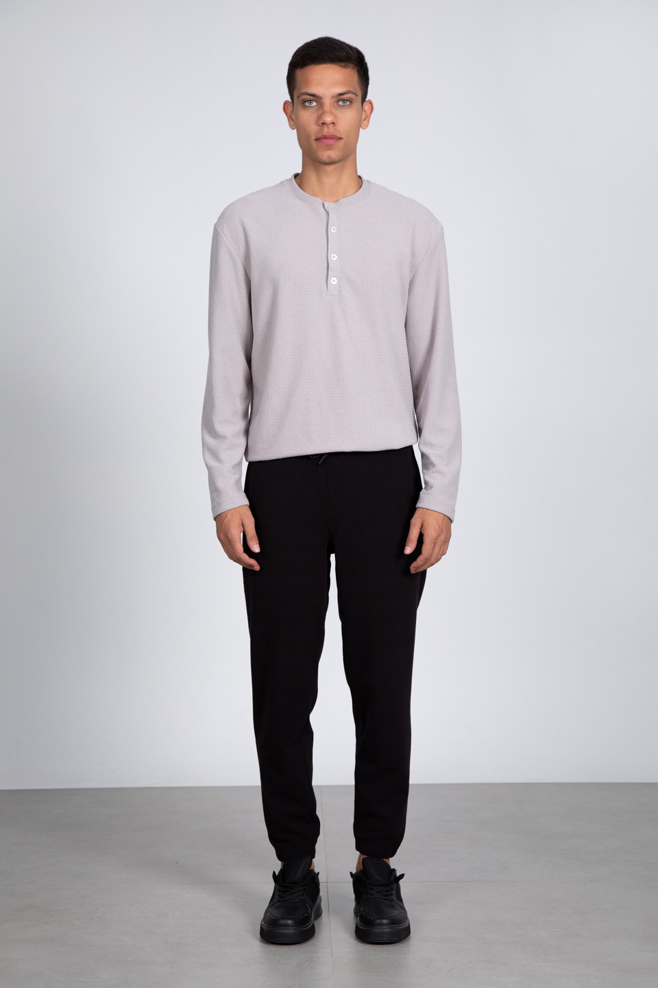 Paça lastikli eşofman altı-9056 Siyah