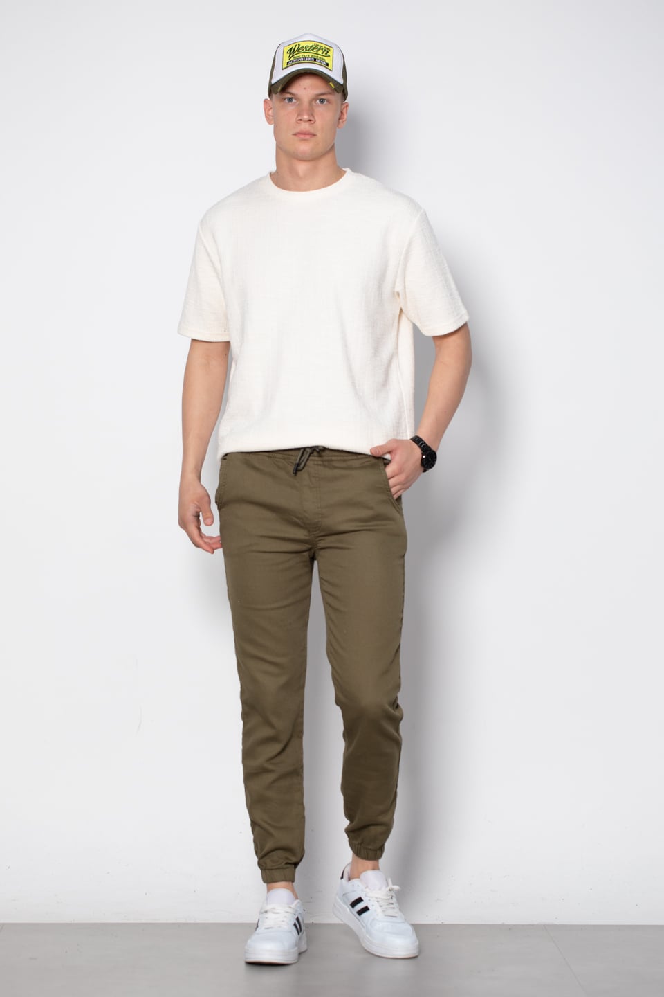 Paça lastikli jogger pantolon-5098 Haki