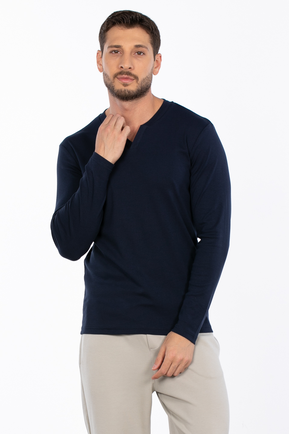 Patlı düğme detay sweat-5066 İndigo