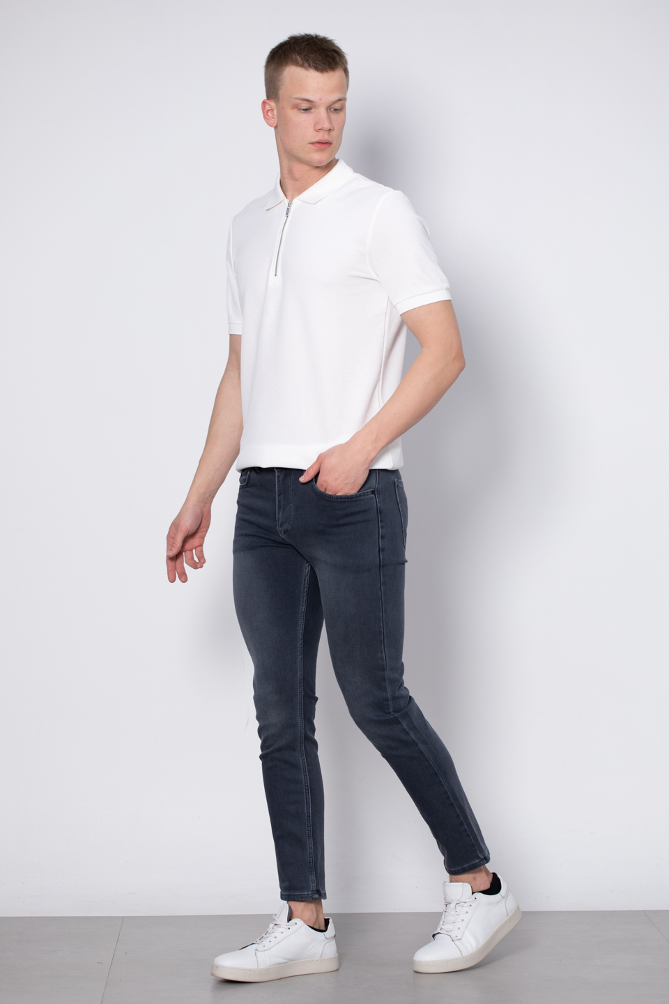 PAUL Slim fit pantolon-2220 Gri