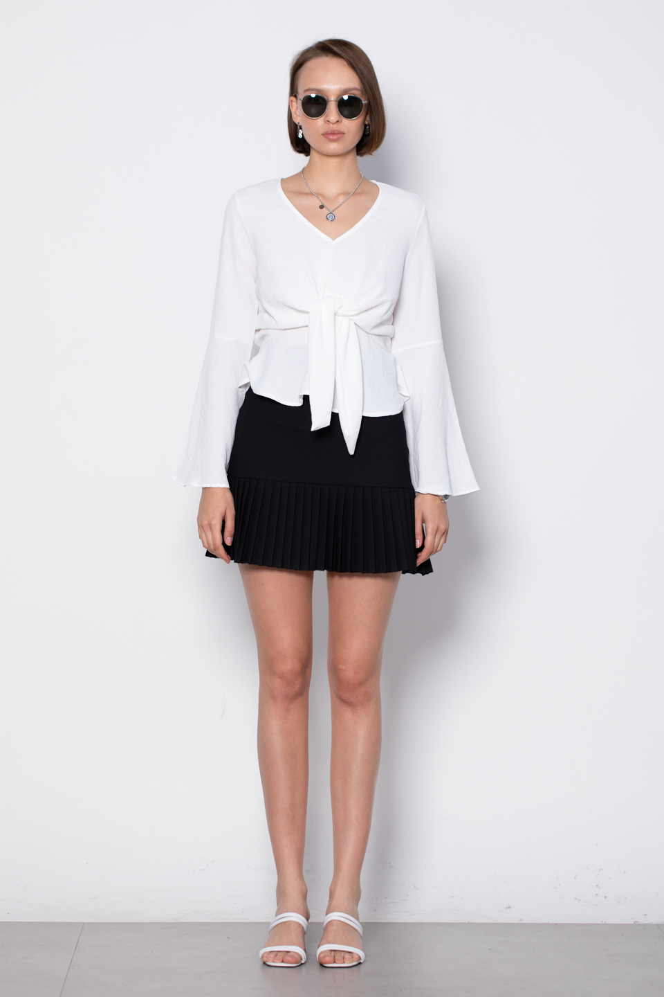 Piliseli mini etek-4498 Siyah